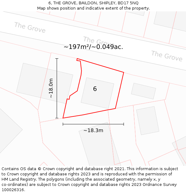 6, THE GROVE, BAILDON, SHIPLEY, BD17 5NQ: Plot and title map