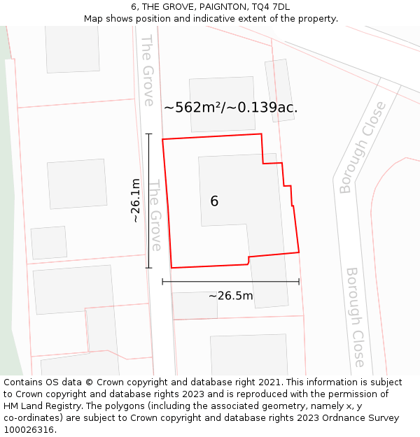 6, THE GROVE, PAIGNTON, TQ4 7DL: Plot and title map