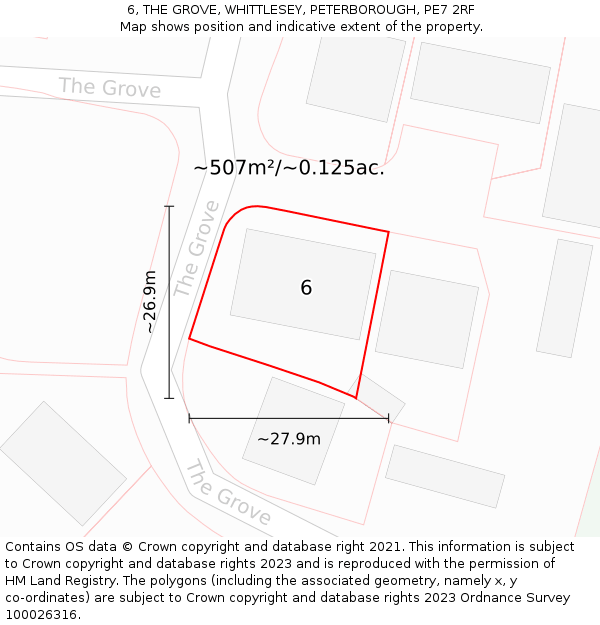 6, THE GROVE, WHITTLESEY, PETERBOROUGH, PE7 2RF: Plot and title map