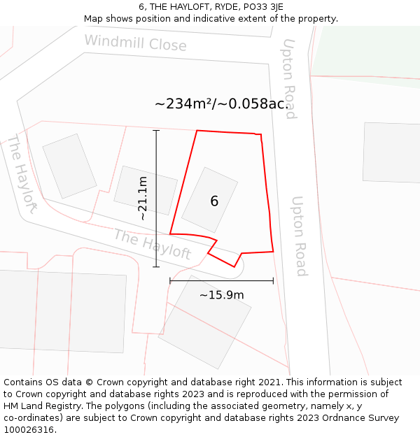 6, THE HAYLOFT, RYDE, PO33 3JE: Plot and title map