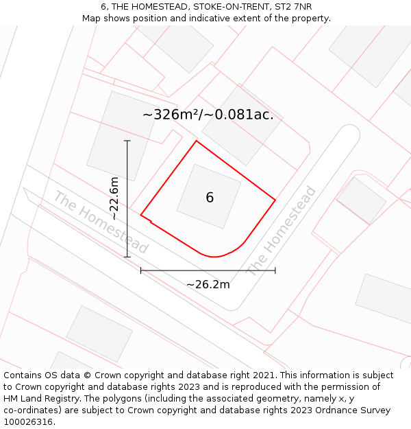 6, THE HOMESTEAD, STOKE-ON-TRENT, ST2 7NR: Plot and title map