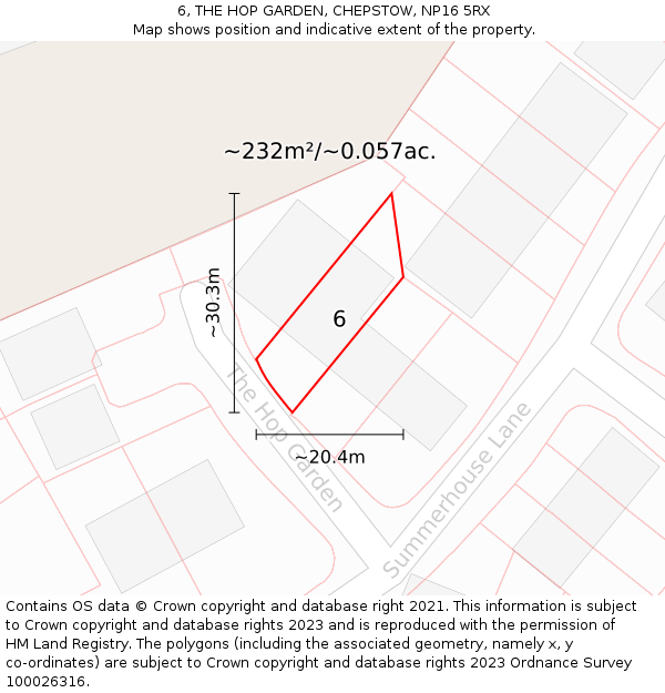 6, THE HOP GARDEN, CHEPSTOW, NP16 5RX: Plot and title map