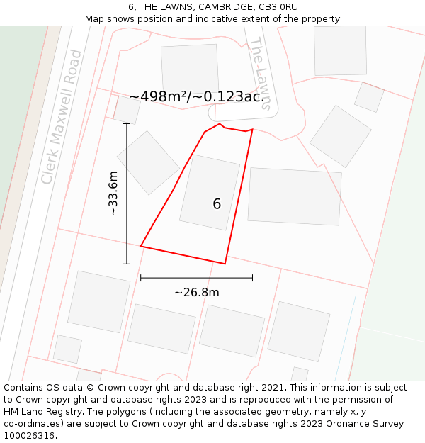 6, THE LAWNS, CAMBRIDGE, CB3 0RU: Plot and title map