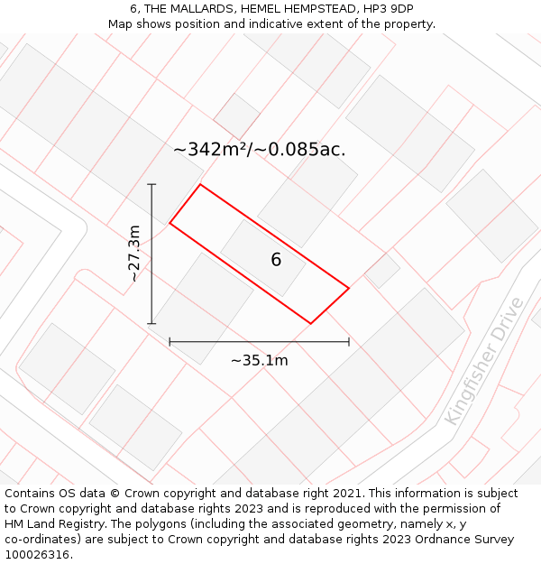 6, THE MALLARDS, HEMEL HEMPSTEAD, HP3 9DP: Plot and title map