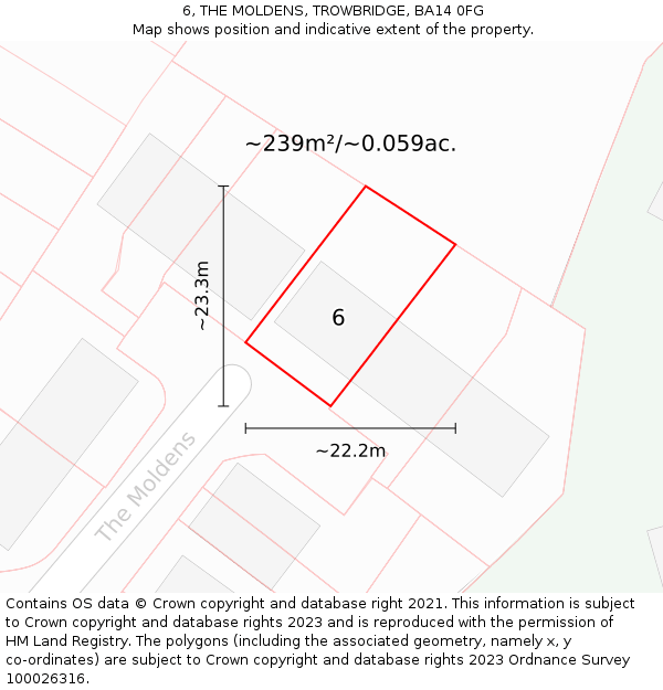 6, THE MOLDENS, TROWBRIDGE, BA14 0FG: Plot and title map