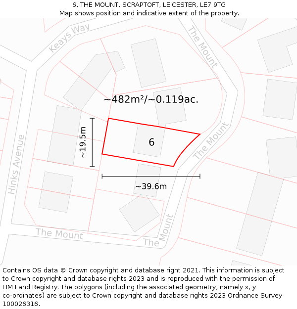 6, THE MOUNT, SCRAPTOFT, LEICESTER, LE7 9TG: Plot and title map