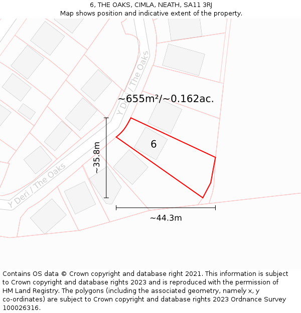 6, THE OAKS, CIMLA, NEATH, SA11 3RJ: Plot and title map