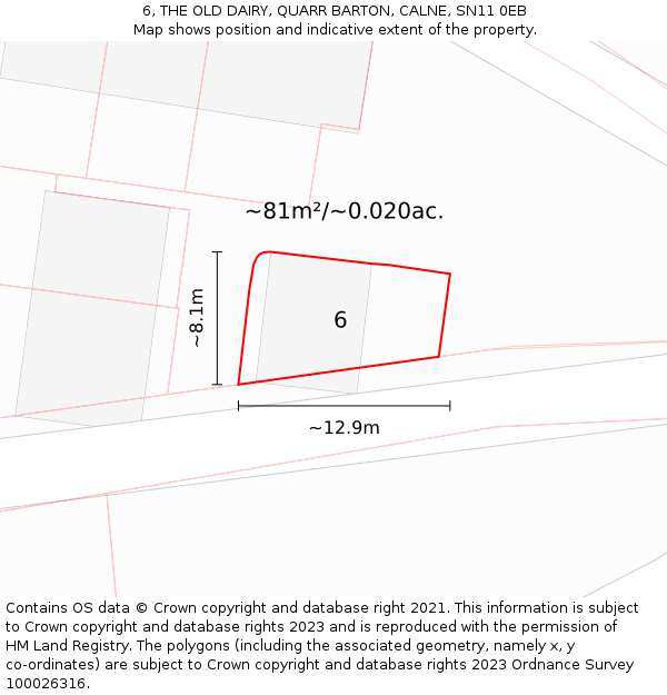 6, THE OLD DAIRY, QUARR BARTON, CALNE, SN11 0EB: Plot and title map