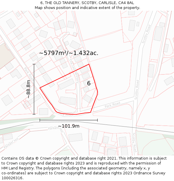 6, THE OLD TANNERY, SCOTBY, CARLISLE, CA4 8AL: Plot and title map