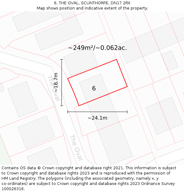 6, THE OVAL, SCUNTHORPE, DN17 2RX: Plot and title map