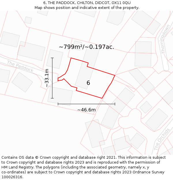 6, THE PADDOCK, CHILTON, DIDCOT, OX11 0QU: Plot and title map