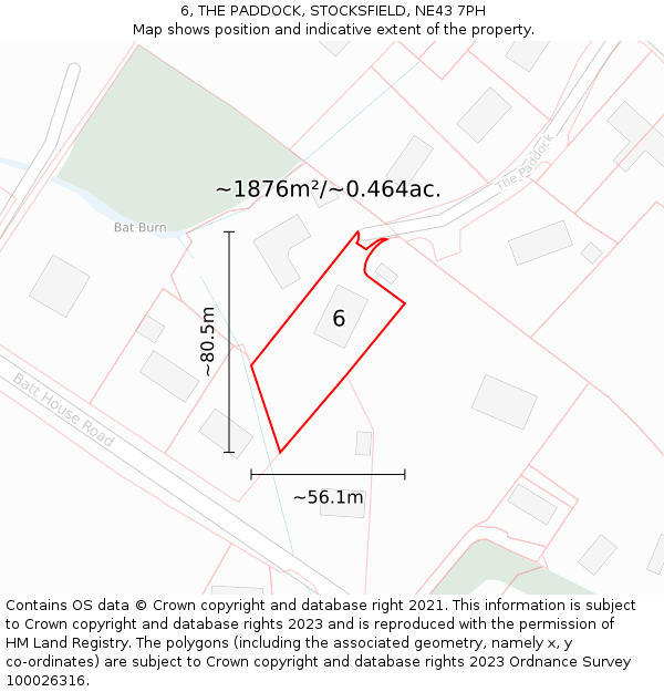 6, THE PADDOCK, STOCKSFIELD, NE43 7PH: Plot and title map