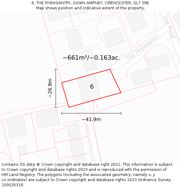 6, THE PHEASANTRY, DOWN AMPNEY, CIRENCESTER, GL7 5RE: Plot and title map