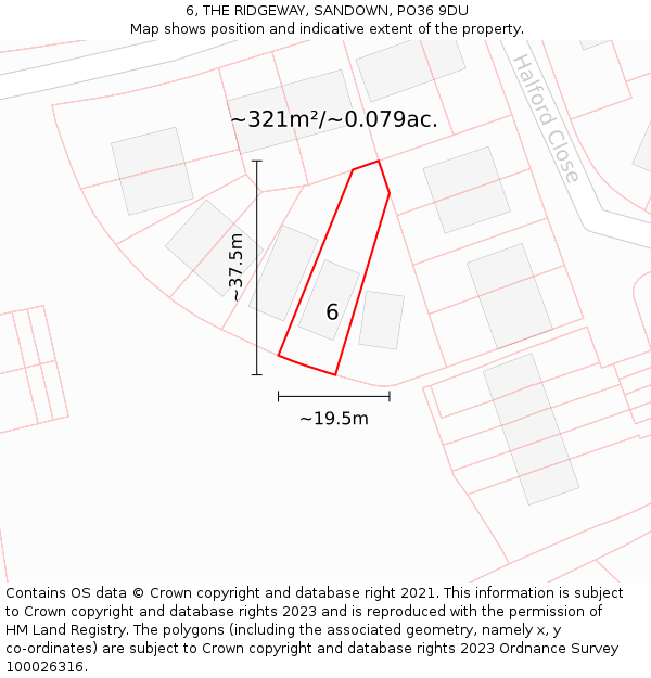 6, THE RIDGEWAY, SANDOWN, PO36 9DU: Plot and title map