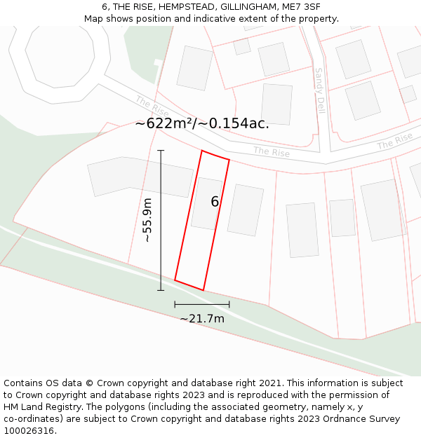 6, THE RISE, HEMPSTEAD, GILLINGHAM, ME7 3SF: Plot and title map
