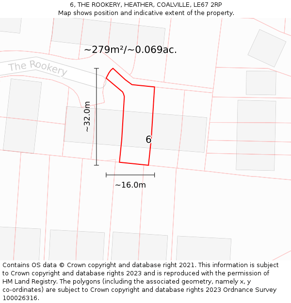 6, THE ROOKERY, HEATHER, COALVILLE, LE67 2RP: Plot and title map