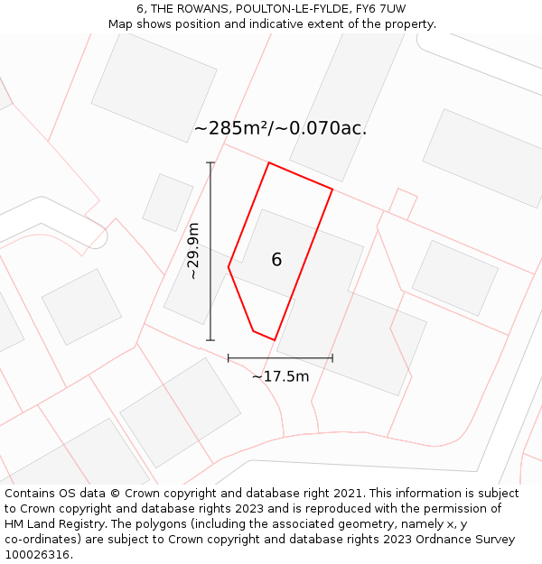 6, THE ROWANS, POULTON-LE-FYLDE, FY6 7UW: Plot and title map