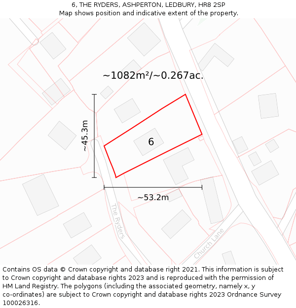 6, THE RYDERS, ASHPERTON, LEDBURY, HR8 2SP: Plot and title map