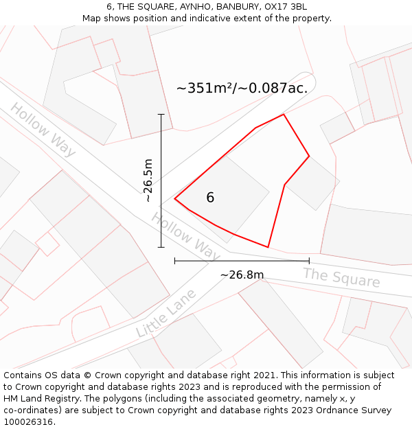 6, THE SQUARE, AYNHO, BANBURY, OX17 3BL: Plot and title map