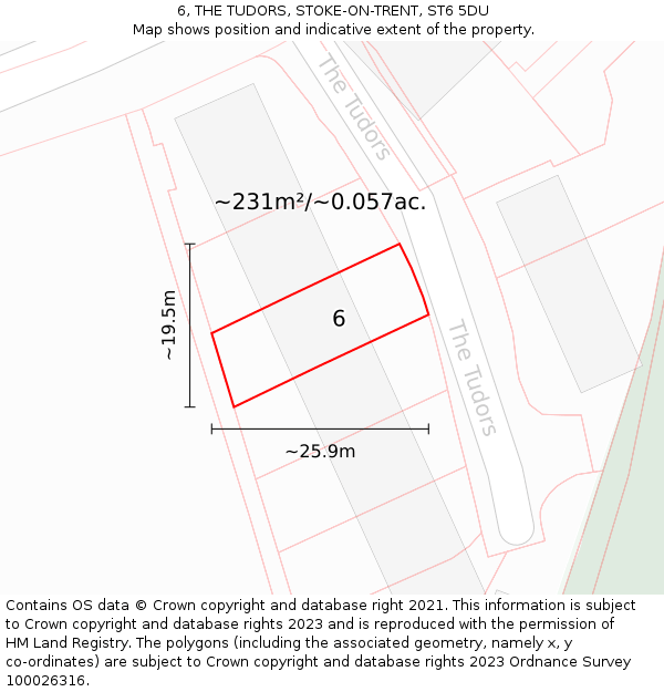 6, THE TUDORS, STOKE-ON-TRENT, ST6 5DU: Plot and title map