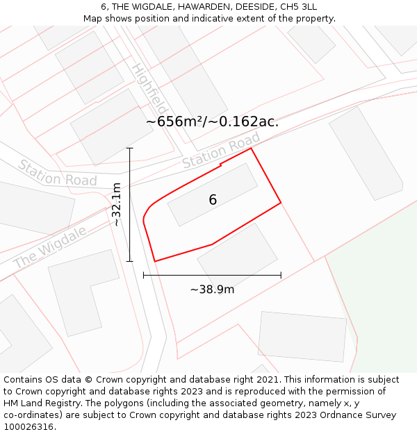 6, THE WIGDALE, HAWARDEN, DEESIDE, CH5 3LL: Plot and title map