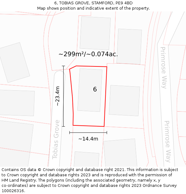 6, TOBIAS GROVE, STAMFORD, PE9 4BD: Plot and title map