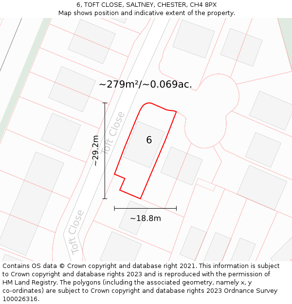 6, TOFT CLOSE, SALTNEY, CHESTER, CH4 8PX: Plot and title map