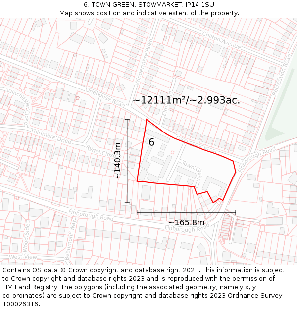 6, TOWN GREEN, STOWMARKET, IP14 1SU: Plot and title map