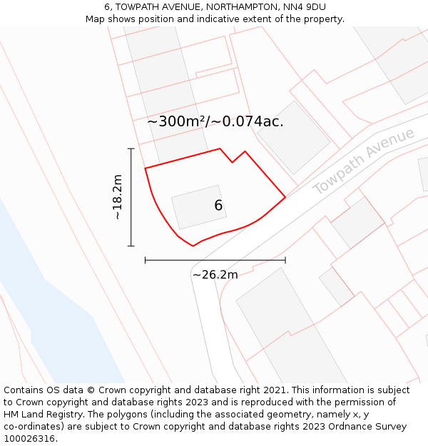 6, TOWPATH AVENUE, NORTHAMPTON, NN4 9DU: Plot and title map