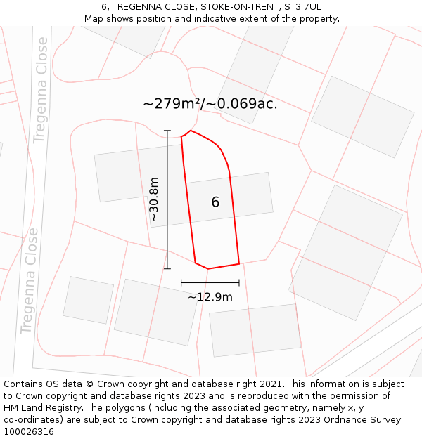 6, TREGENNA CLOSE, STOKE-ON-TRENT, ST3 7UL: Plot and title map