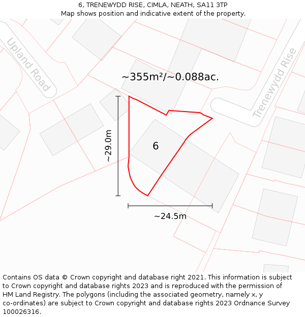 6, TRENEWYDD RISE, CIMLA, NEATH, SA11 3TP: Plot and title map