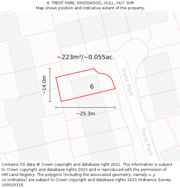 6, TRENT PARK, KINGSWOOD, HULL, HU7 3HR: Plot and title map