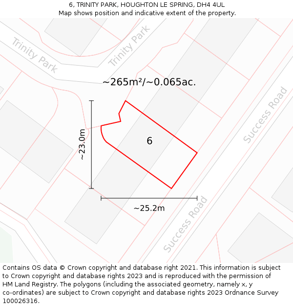 6, TRINITY PARK, HOUGHTON LE SPRING, DH4 4UL: Plot and title map