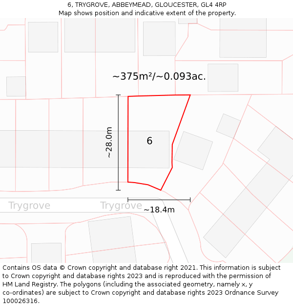 6, TRYGROVE, ABBEYMEAD, GLOUCESTER, GL4 4RP: Plot and title map