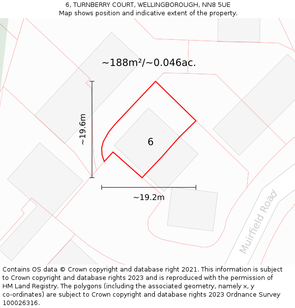 6, TURNBERRY COURT, WELLINGBOROUGH, NN8 5UE: Plot and title map