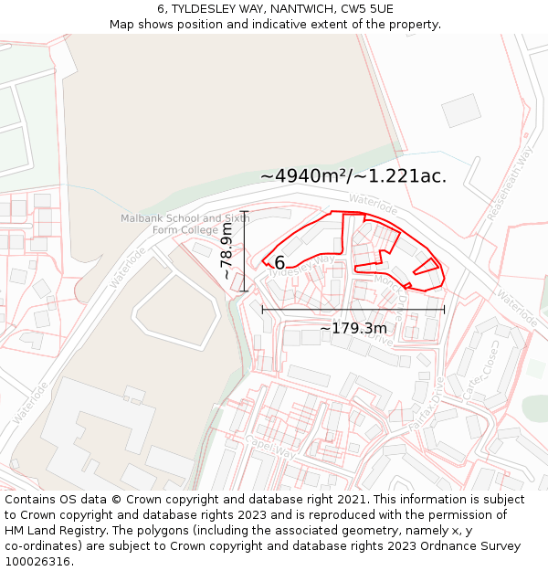 6, TYLDESLEY WAY, NANTWICH, CW5 5UE: Plot and title map