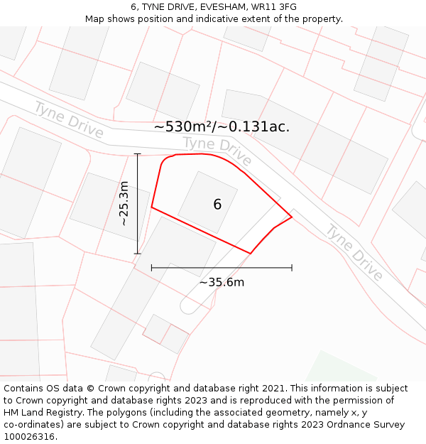 6, TYNE DRIVE, EVESHAM, WR11 3FG: Plot and title map