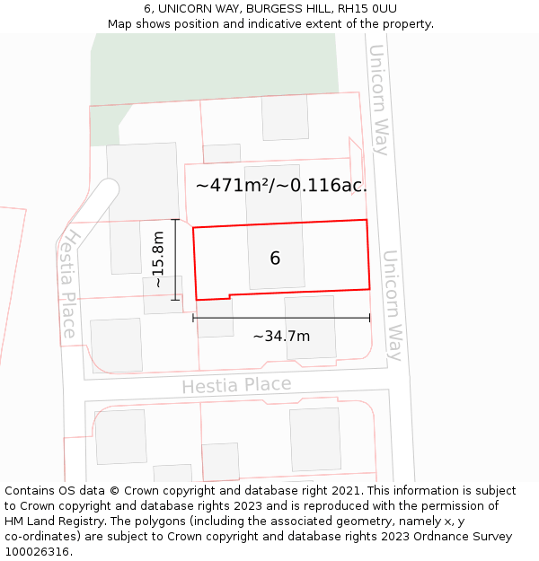 6, UNICORN WAY, BURGESS HILL, RH15 0UU: Plot and title map