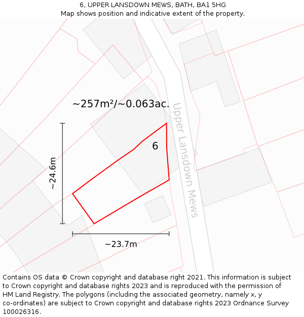 6, UPPER LANSDOWN MEWS, BATH, BA1 5HG: Plot and title map