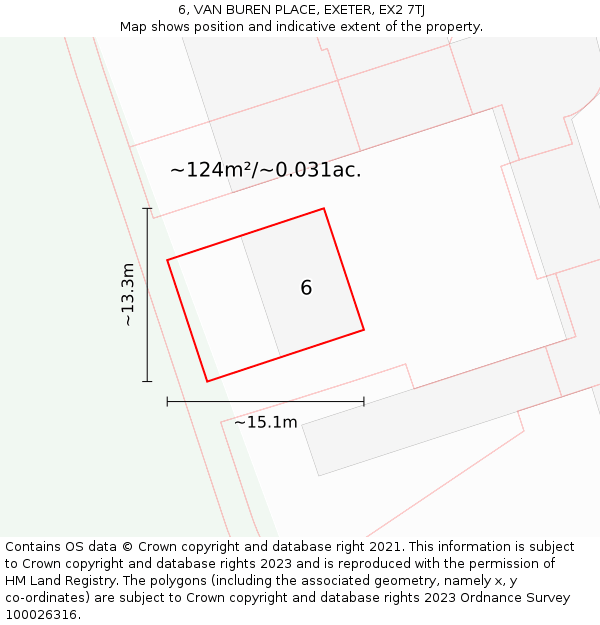 6, VAN BUREN PLACE, EXETER, EX2 7TJ: Plot and title map