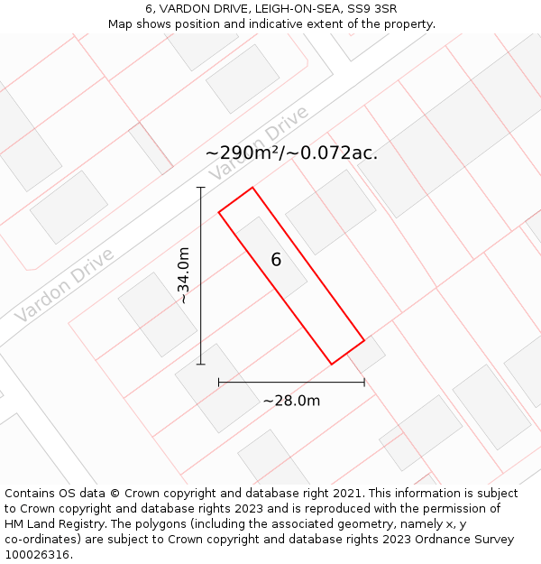 6, VARDON DRIVE, LEIGH-ON-SEA, SS9 3SR: Plot and title map