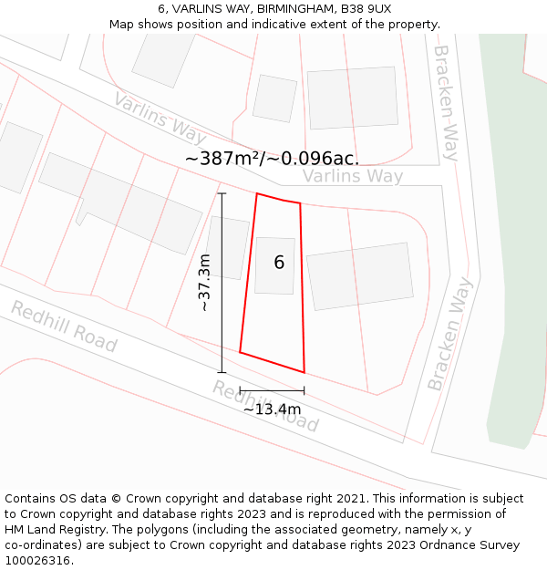 6, VARLINS WAY, BIRMINGHAM, B38 9UX: Plot and title map