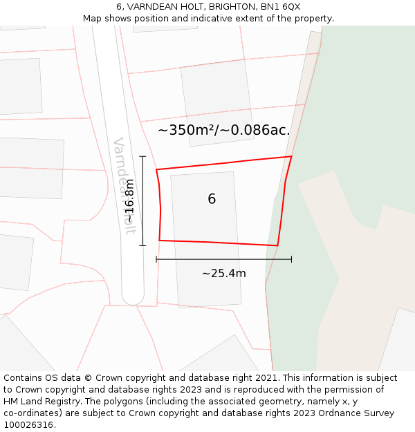 6, VARNDEAN HOLT, BRIGHTON, BN1 6QX: Plot and title map