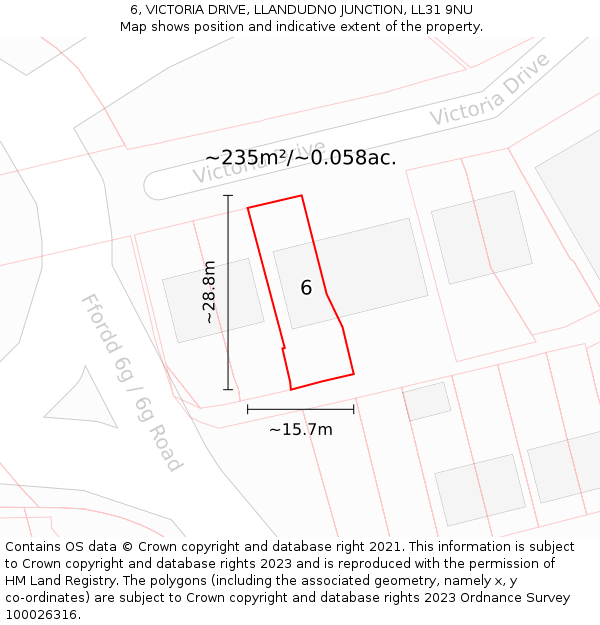 6, VICTORIA DRIVE, LLANDUDNO JUNCTION, LL31 9NU: Plot and title map