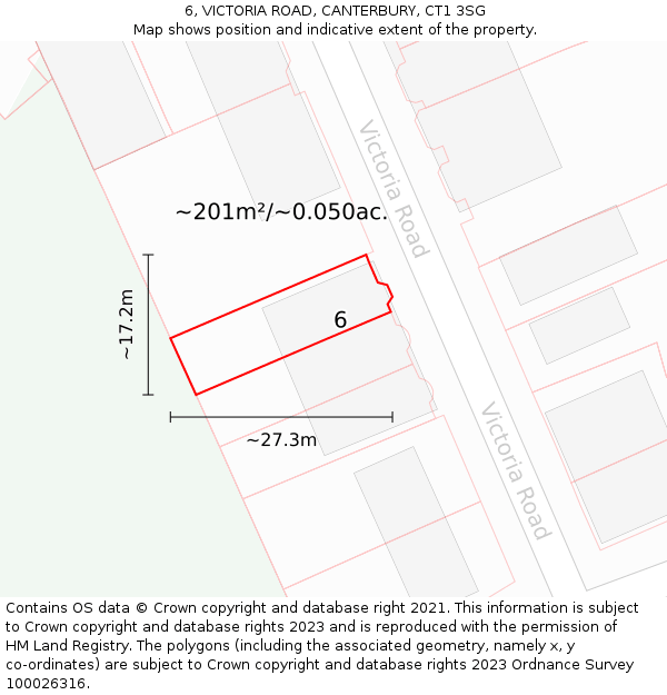 6, VICTORIA ROAD, CANTERBURY, CT1 3SG: Plot and title map