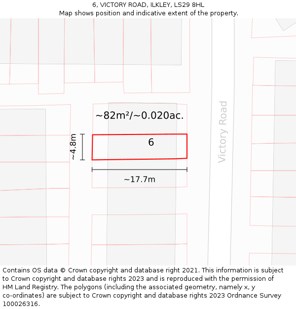 6, VICTORY ROAD, ILKLEY, LS29 8HL: Plot and title map