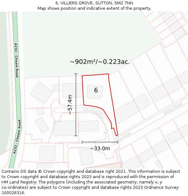 6, VILLIERS GROVE, SUTTON, SM2 7NN: Plot and title map