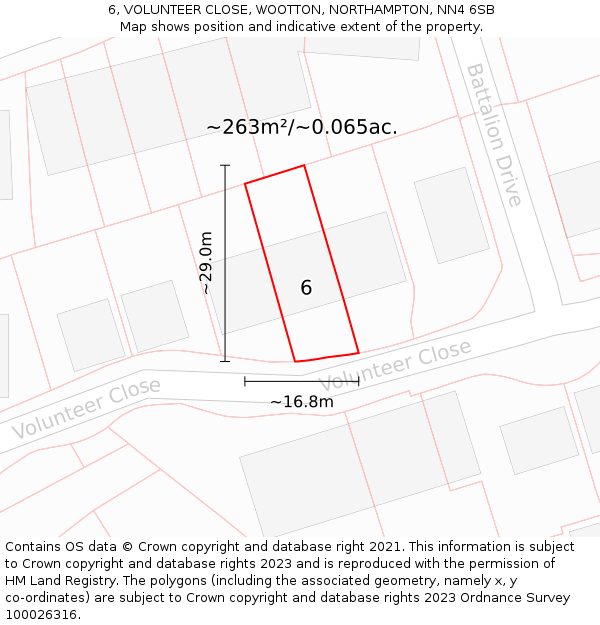 6, VOLUNTEER CLOSE, WOOTTON, NORTHAMPTON, NN4 6SB: Plot and title map