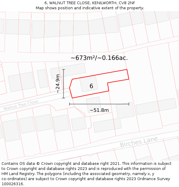 6, WALNUT TREE CLOSE, KENILWORTH, CV8 2NF: Plot and title map