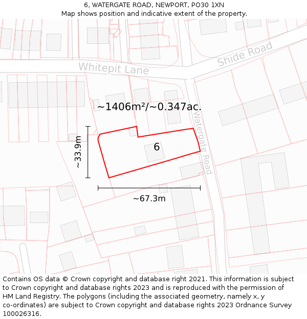 6, WATERGATE ROAD, NEWPORT, PO30 1XN: Plot and title map